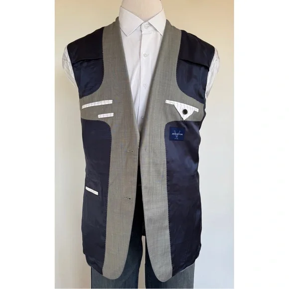Jack Victor Mens Blazer Sport Coat Two Button Casual Jacket 44L Wool Suits